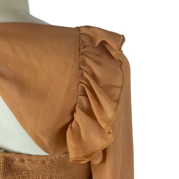 Idem Ditto Women’s Orange Polyester Ruched Long Sleeve Crop Top Size M - Picture 5 of 8